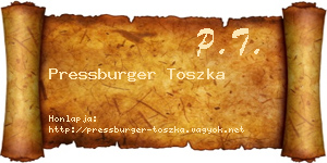 Pressburger Toszka névjegykártya
